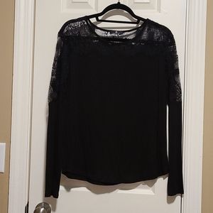 Black Top with Lace Detail
